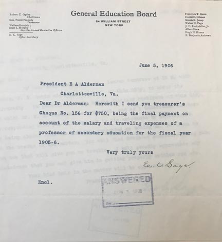 Letter from E.C. Sage