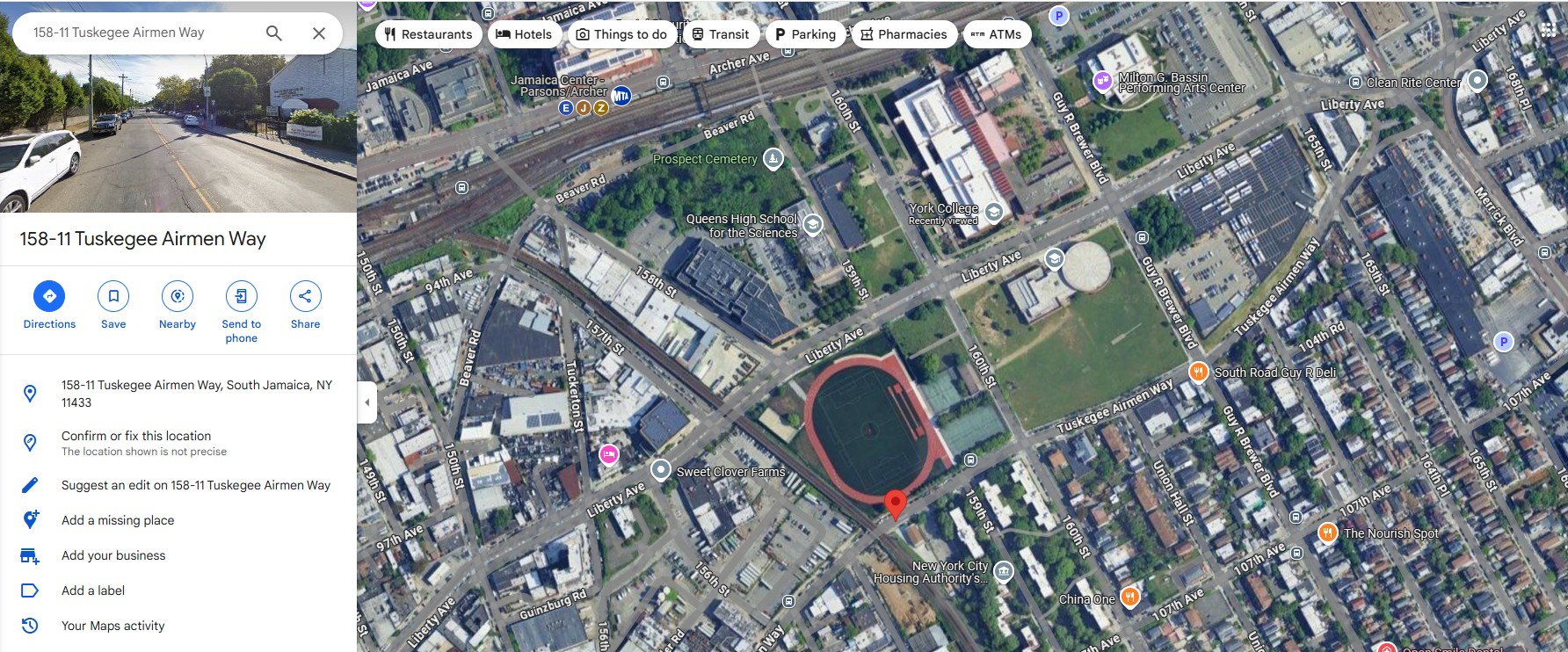 Bird’s Eye View of 158-11 South Road (now Tuskegee Airmen Way).