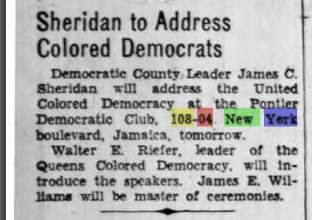 5874 - Hank's Sheridan to Address Colored Democrats