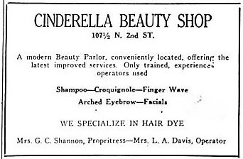 1951 advertisement for Cinderella Beauty Shop