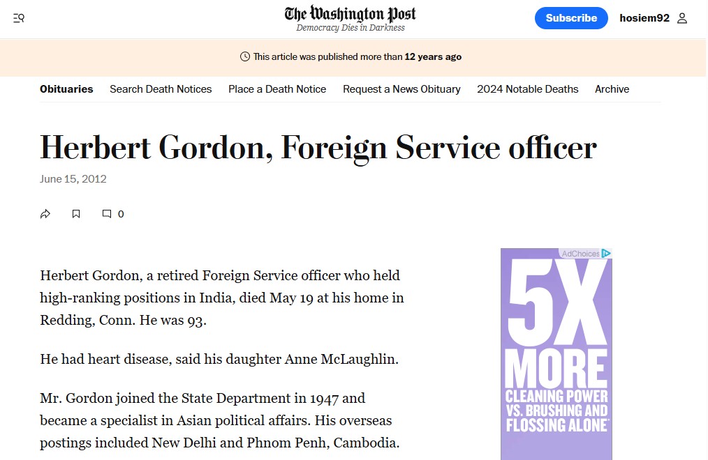 Obituary for Herbert Gordon
