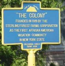 Historic marker on the site of The Colony.