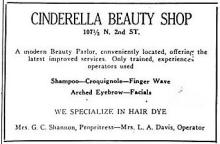 1951 advertisement for Cinderella Beauty Shop