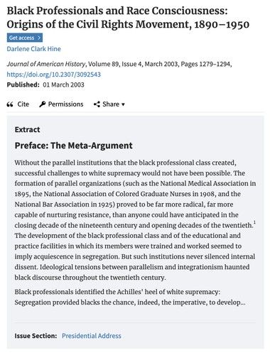 Black Professionals and Race Consciousness: Origins of the Civil Rights Movement, 1890-1950