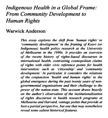 Indigenous Health in a Global Frame: From Community Development to Human Rights