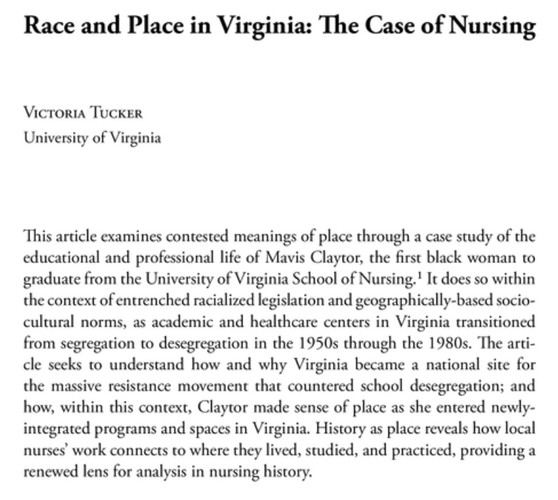 Race and Place in Virginia: The Case of Nursing