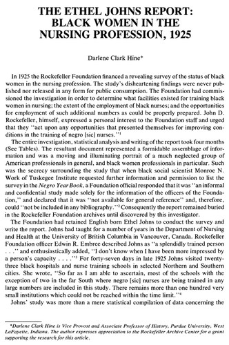 The Ethel Johns Report: Black Women in the Nursing Profession, 1925