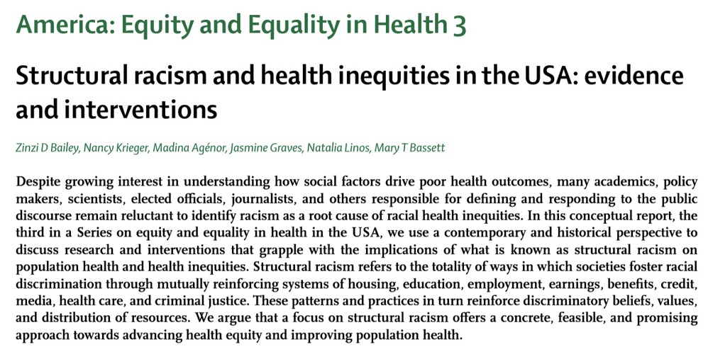 Structural Racism and Health Inequities in the USA: Evidence and Interventions