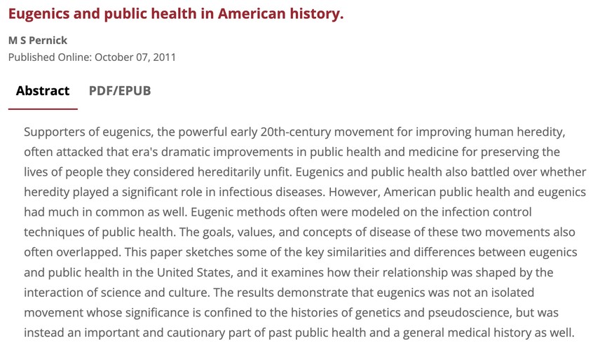 Eugenics and Public Health in American History