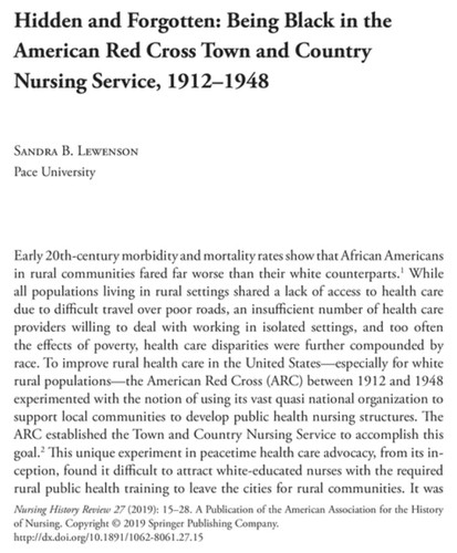 Hidden & Forgotten: Being Black in the American Red Cross Town & Country Nursing Service, 1912-1948
