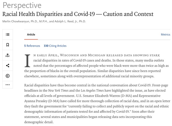 Racial Disparities and Covid-19 – Caution and Context