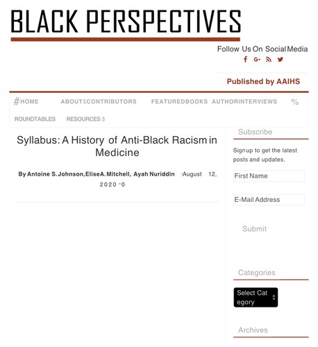 Johnson, Mitchell, Nuriddin, Syllabus: A History of Anti-Black Racism in Medicine