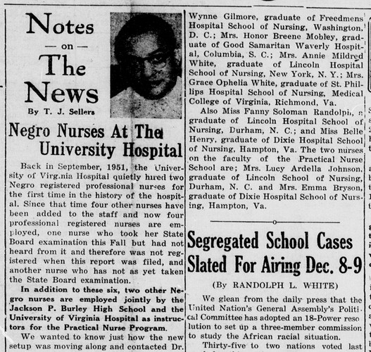 Negro Nurses at the University Hospital