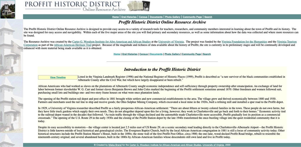 Proffit Historic District: Online Resource Archive