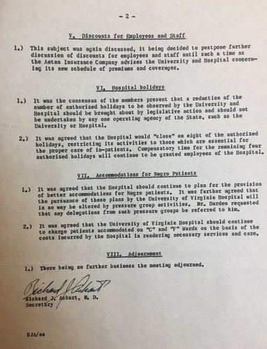 Minutes UVA Hospital's Administrative Policy Committee from June 12,1951