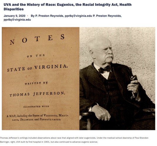 UVA and the History of Race: Eugenics, the Racial Integrity Act, Health Disparities